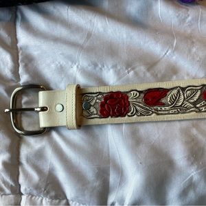 Vintage white and red Brazos Joe Belt